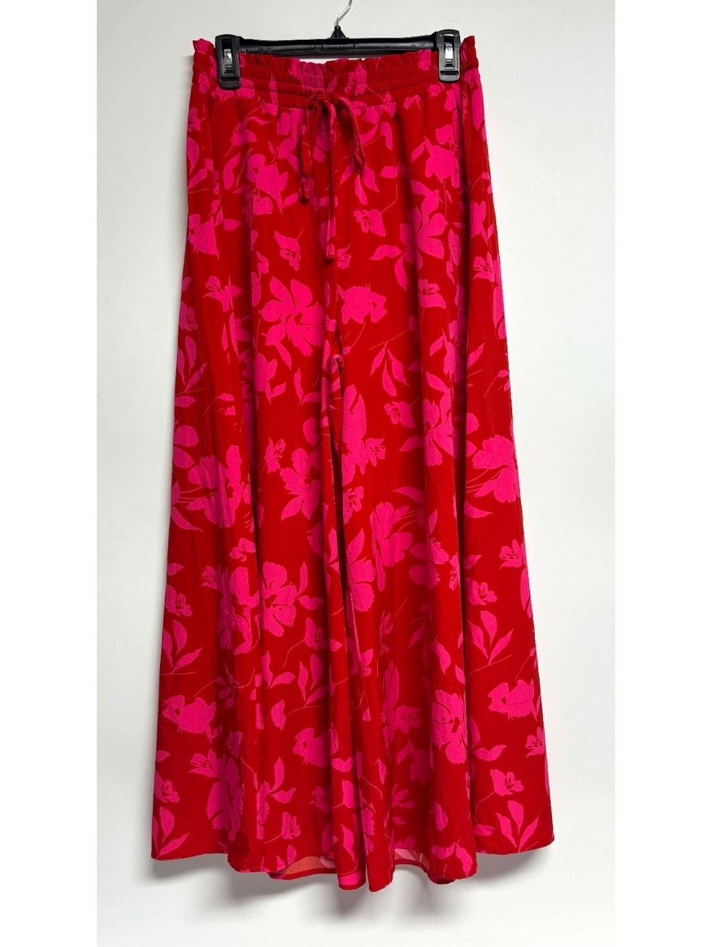 PRETTYGARDEN Women’s M Red Pink Floral Wide Leg Palazzo Pants High Rise